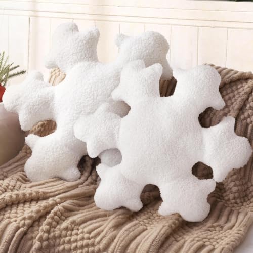 AELS Set of 2 3D Snowflake Christmas Decorative Throw Pillows, 21.6"&...