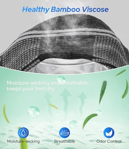 Image of BAMBOO COOL Men's Ankle Socks Moisture Wicking Breathable Odor Control Athletic Cushioned Running Socks Arch Support 8 Pack