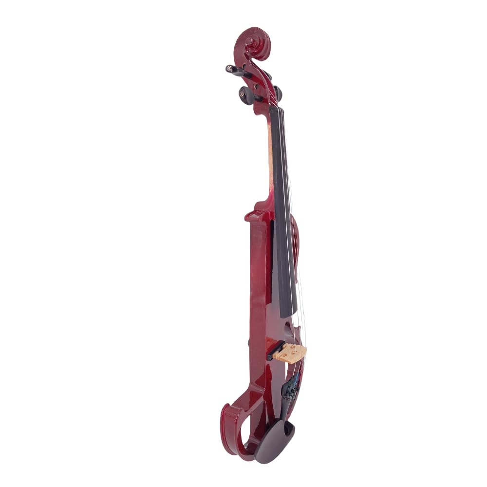 Violino elettrico 4/4 full-size, legno di noce, tastiera in ebano, Pro Deluxe, custodia rigida con arco di crine di cavallo mongolo con 4 corde, sessioni di pratica silenziose per