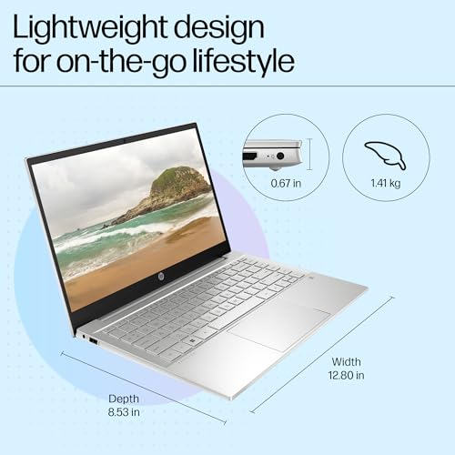 HP Pavilion, 12th Gen Intel Core i5-1235U, 16GB DDR4, 512GB SSD, (Win 11, Office 21, Silver, 1.41kg) IPS, BrightView, 14-inch(35.6cm) FHD Laptop, Intel Iris Xe Graphics, HD camera, Backlit KB,dv2014TU 13 41eyC8e+8bL