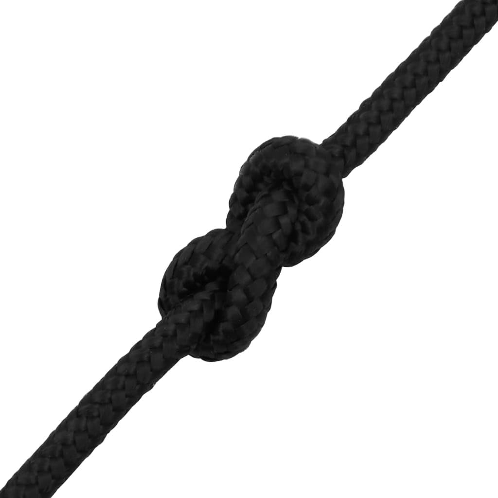 vidaXL Corde de Bateau Corde de Levage Câble d'Amarrage Ancrage Navire Lignes de Gréement Corde à Linge Noir Complet 10 mm 100 m Polypropylène