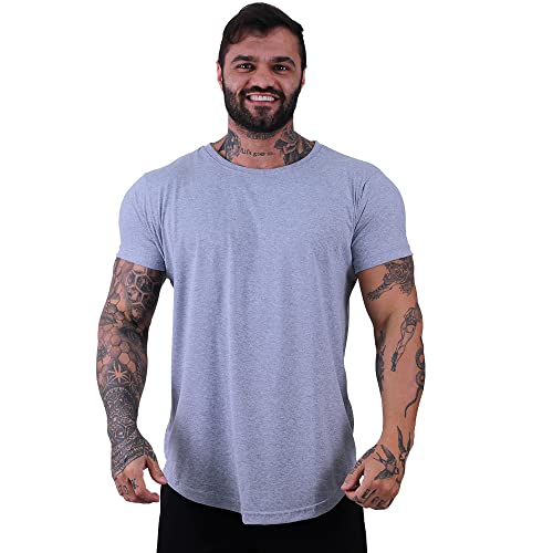 Kit 5 Camiseta LongLine Masculina MXD Conceito Básicas Slim Manga Justa Verão Academia Musculação Tr