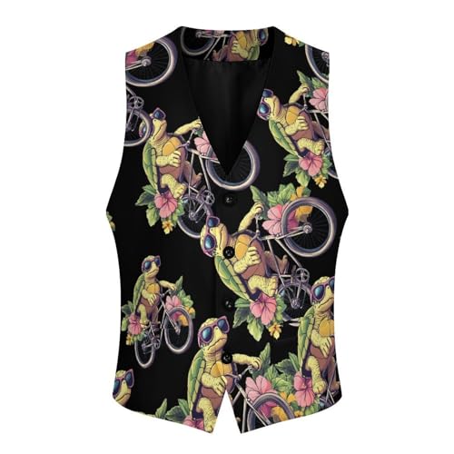 Sea Turtle Riding-bicyclees Men's Suit Vests Business Formal Dress Vest V-Neck Waistcoat for Wedding Casual4