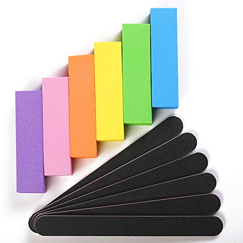Nail Files and Buffers for Acrylic Nails, Manicure Pedicure Nail, Professional Colorful Tools Kit Rectangular Art Care Buffer Block Tools 100/180 Grit - Thumbnail 4