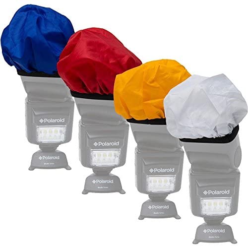 Branded 4 Color Set Cloth Universal Soft Mini Flash Bounce Diffuser Cap for On Camera or Off Camera Flash Gun, for Canon, Nikon, Sunpak, Vivita Flash, Nissin, Sigma, Sony, Pentax