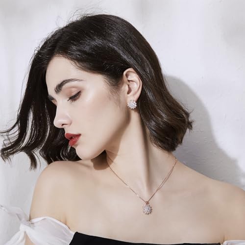 White Gold Plated Sun Flower Marquise Cubic Zirconia Crystal Chandelier Crystal Rhinestone Stud Earrings Fashion Jewelry for Women & Teen Girls3