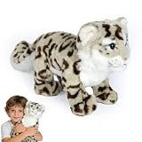 Xiyocadt Schneeleopard Kuscheltier, Realistisches Schneeleoparden-Plüschtier, Weicher Stofftierleopard zum Kuscheln & Spielen – Tolle Geschenkidee für Kinder & Erwachsene (19cm)