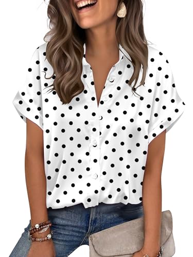 Zeagoo Womens Tops Professional Summer Color Clothing Black Polka Dot