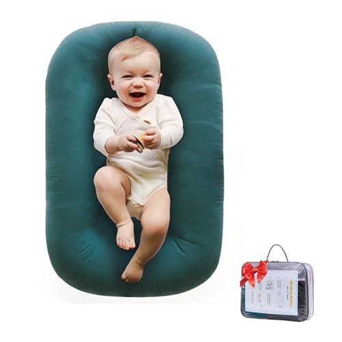 Image of Baby Lounger for Newborn 0-24 Months, Soft Portable Infant Nest & Play Mat & Diaper Changing Pad for Home,Travel & Floor Time, Newborn Babies Essentials Gifts(Peacock Green)