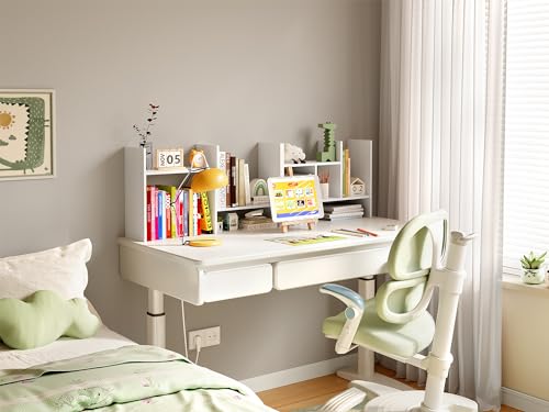 Miniatura 6 de Easypag Madera Mini Estantería Escritorio Ajustable Estante Sobremesa Librería Pequeña Independiente Hogar Y Oficina Organizador De Escritorio,Blanco