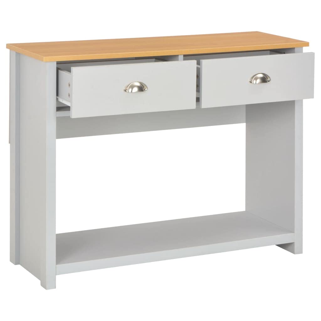 Mesa Consola Gris Mesa Consola Clásica de Madera con Cajones y Estante para Decoración 97x35x76 cm