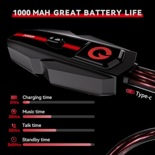 Xgp Motorcycle Bluetooth Headset V5.2 With Music Sharing, 2-Way Motorcycle Helmet Bluetooth With Ip67 Waterproof, Helmet Intercom Communication Systems With Hi-Fi Speakers For Snowmobile/Atv thumb #3