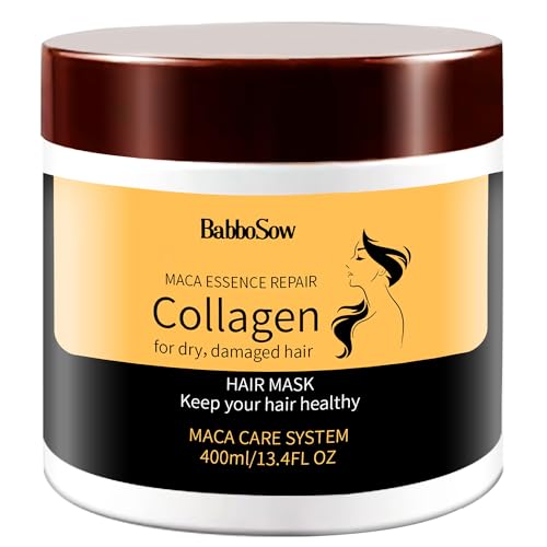 Collagen Mascarilla Pelo, Mascarilla Capilar para Reparación Profunda, Mascarilla Pelo Seco y Dañado, Tratamiento Hidratante Cabello, Mascarilla de Colageno,Todo los Tipo, Hidratacion Profunda Cabello