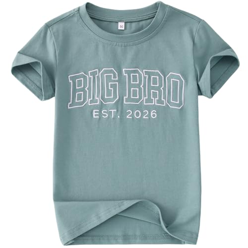 AG AGUU Big Brother Shirts Toddler Baby Boy Embroidery Big Bro Est. 2026 T-Shirt Summer Short Sleeve Tees Announcement Tops(Blue 4-5T)