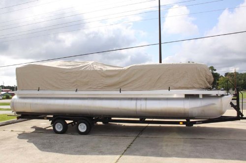 Tan/Beige* 18' Foot Vortex Ultra 3 Pontoon Boat Cover, Has Elastic And Straps Fits 16'1" To 17' To 18' Ft Long Deck Area, Up To 102" Beam 1 To 4 Business Day Delivery #TOP2