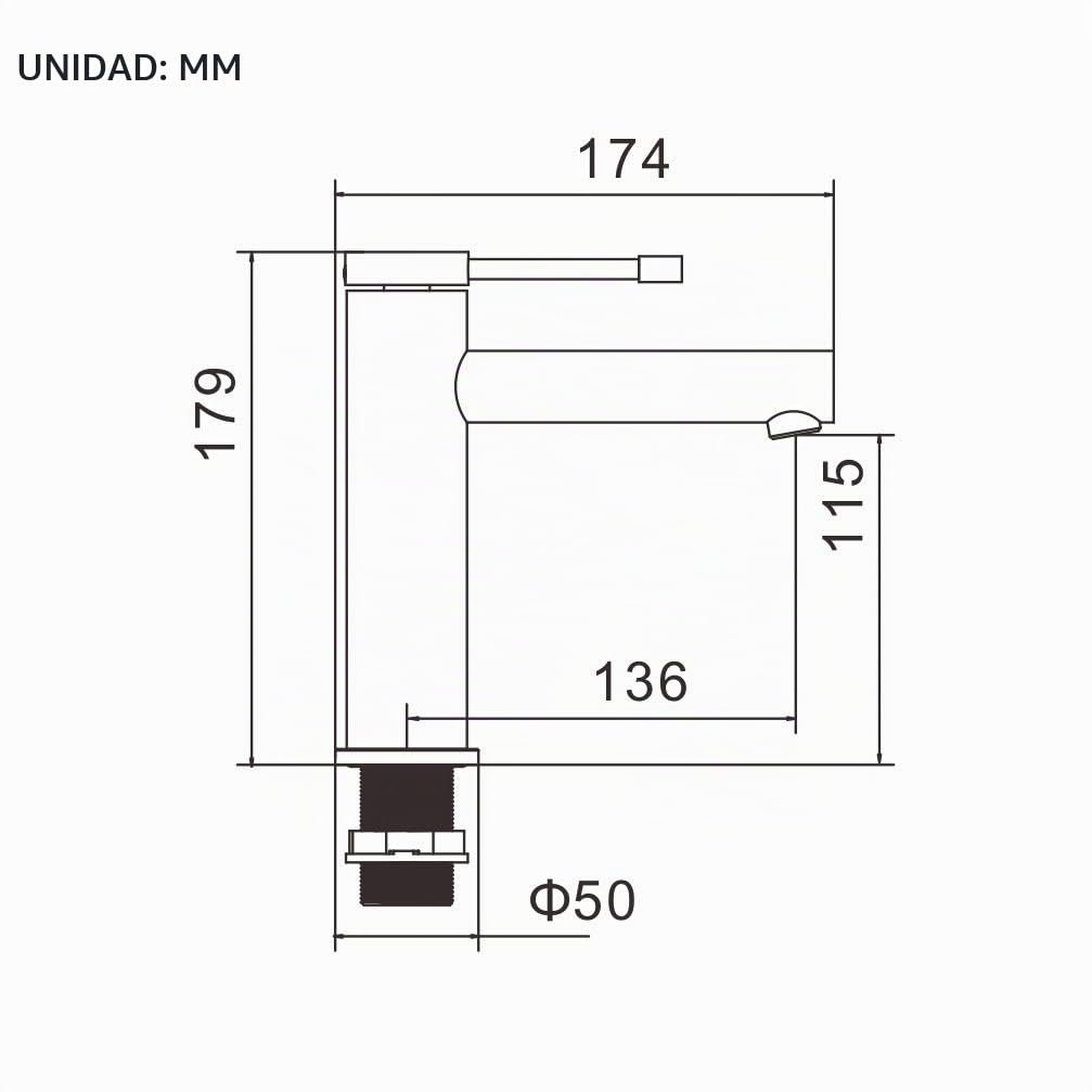 Ibergrif M11027A Luna, Grifo de Lavaboa, Mezclador Monomando para Baño, Níquel Pulido, Gris