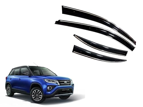 Image of CAR SAAZ Chrome Line Door Visor for Urban Cruiser (2020-Present) (Set of 4Pcs) | Rain Guard | Wind Deflector
