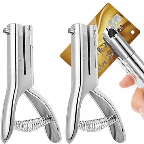 Image of Chumia 2 Pcs Heavy Duty Hole Punch 2 inch Long Reach 1 /4 Inch Paper Single One Hole Puncher Deep Throat Reduced Effort Hand Held Alloy Punch for ID PVC Cards 5 Inch Tall 25 Sheet Capacity