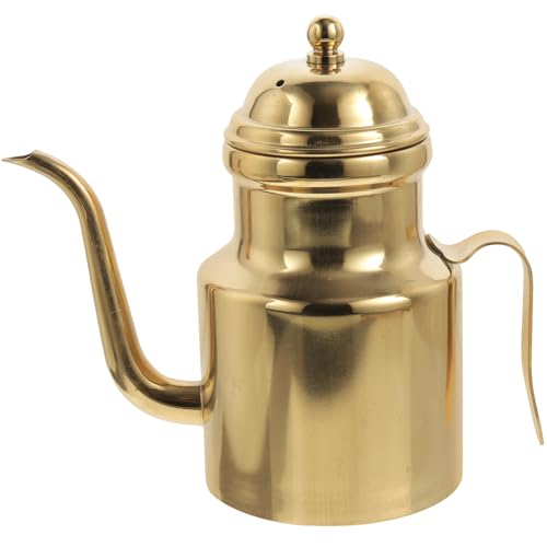 Cabilock Oil Dispenser Vinegar Dispenser Bottle Stainless Steel Oil Can Container with Handle for Kitchen Restaurant Cooking BBQ Golden
