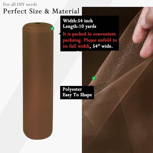 Image of Mocha Mousse Tulle Fabric Rolls 54 Inch by 10 Yards Fabric Tulle Bolt for Wedding Christmas Decorations Gift Wrapping DIY Tutu Baby Shower Table Skirt Birthday Party Craft Supplies