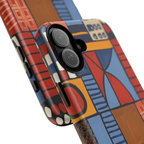 Coque bleu géométrique mate iPhone 16 Plus pour vos déplacements