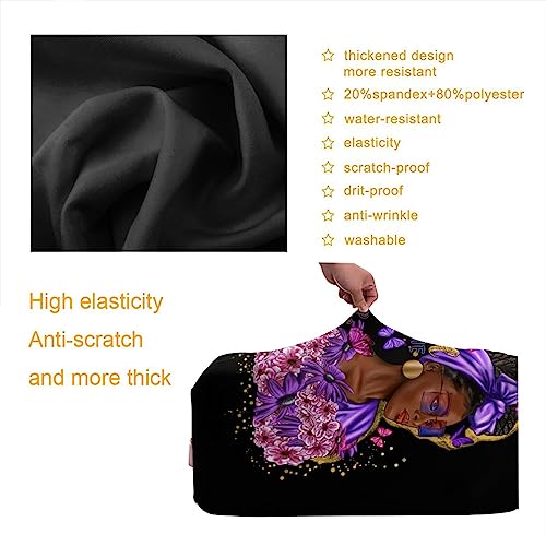 Image of Travel Suitcase Protector African American Girl Elastic Protective Washable Luggage Cover With Concealed Zipper Suitable For 18-32 Inch, Color-3-5, M (for 22--24 inch luggage)