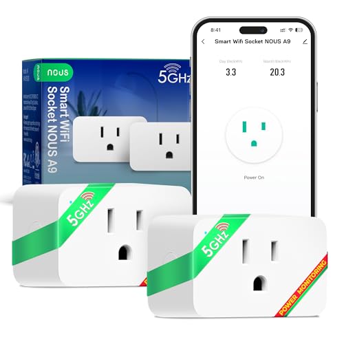 NOUS Wi-Fi Smart Plug 15A, Dual-Band 2.4GHz & 5GHz, Energy Monitoring, Compatible with Alexa, Google...