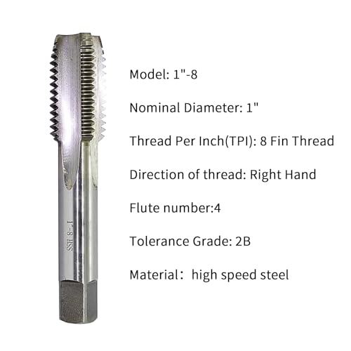 134-8 tap right hand straight flute thread tap machine tap unc 134-8 tpi nominal diameter 134 thread per inch 8 fin thread tolerance grade 2b tapping thread high speed steel hss