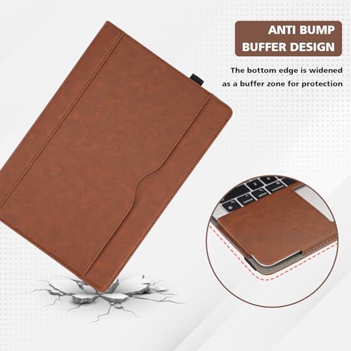 Image of Compatible With Macbook Air 13 Inch Leather Case,For Model A2337 M1 A2179 A1932 2018-2021 Retina Display Touch Id,Pu Leather Laptop Case With Pocket For Papers And Pen Holder,Dark Brown