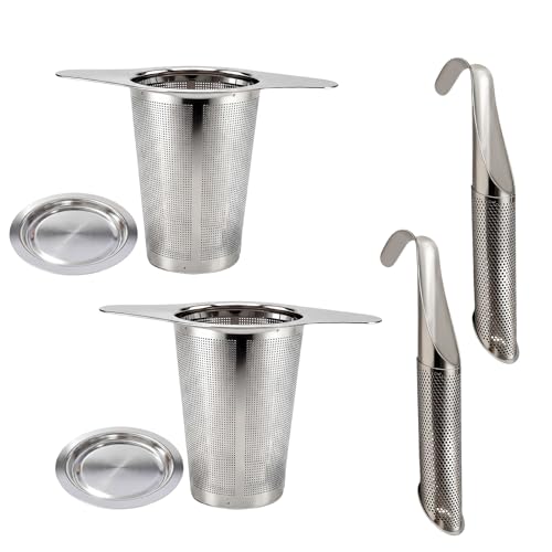 Premium 4-Piece Stainless Steel Tea Strainer Set for Loose Leaf Infusion – Extra Fine Mesh Reusable Filters for Teapots, Mugs & Travel