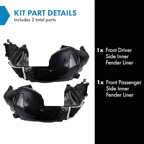 Image of TRQ Front Inner Fender Liner Set Compatible with 2018-2022 Ford Mustang FO1248190 FO1249190