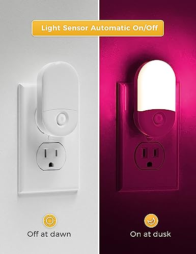 Image of L LOHAS LED Night Light for Kids [2 Pack], 8-Color Changing Night Lights | Plug into Wall, RGB LED Nightlights, Nightlight with Light Sensor, Cute Night Light for Bathroom Decor, Children Room,Gift
