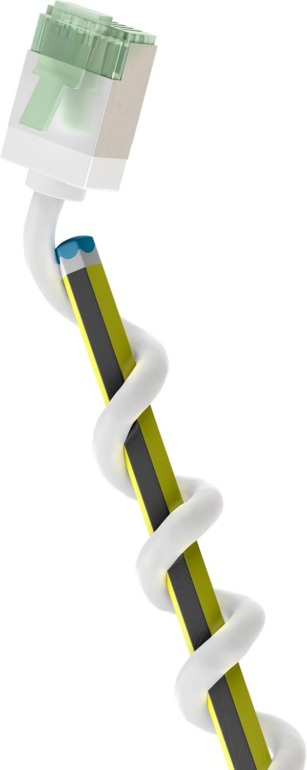 goobay 74357 CAT 8.1 Patchkabel slim/Ultraflexibles RJ45 CAT 8.1 Netzwerkkabel U/FTP CU, OFC/Dünnes Ethernet LAN Kabel mit kurzen Steckern / 40 Gbit/s, 2000 MHz LSZH, Knickschutz/weiß 0,15m