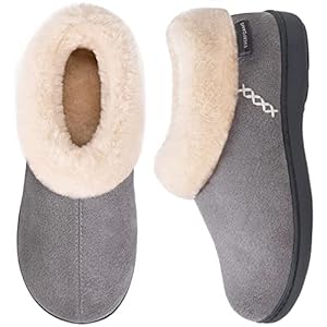 EverFoams Women’s Micro Suede Fuzzy Plush Lined Slippers with Cozy Memory Foam
