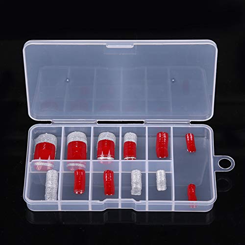 120PCS False Toenail Tips for Women, 12 Size Artificial Fake nails with Case for Nail Solons and DIY Nail Art, Glitter Silver & Red