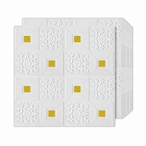 Image of KBR Self-Adhesive PVC 3D Wall Sticker Oil Proof and Waterproof, Kitchen Backsplash Stickers Wallpaper for Hotel, Living Room, Bedroom & Cafe Walls Decor (White Flower -Pack of 1)