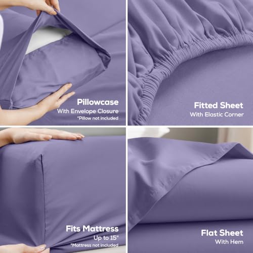 Image of Utopia Bedding Queen Sheet Set - 4 Piece Bed Sheets for Queen Size Bed, Soft and Breathable Microfiber, Includes 1 Fitted Sheet, 1 Flat Sheet and 2 Pillowcases - Oeko Tex (Peri)