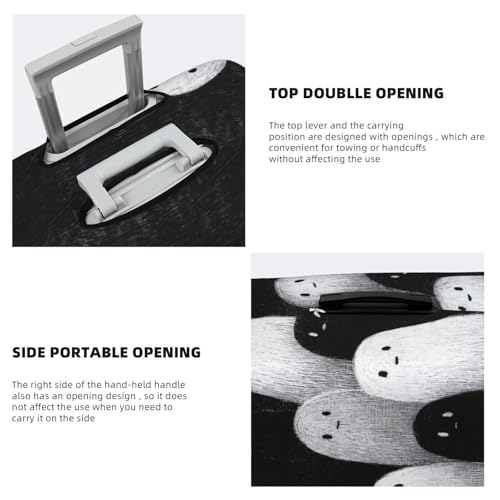 Minimalist Cute Ghosts Elastic Travel Luggage Covers Dustproof Scratch-Resistant Suitcase Protector Fit 22-24 Inch3