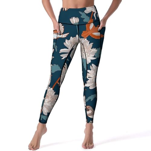 Legging femmes jolis oiseaux opaque et gainant pantalon de sport yoga taille haute S