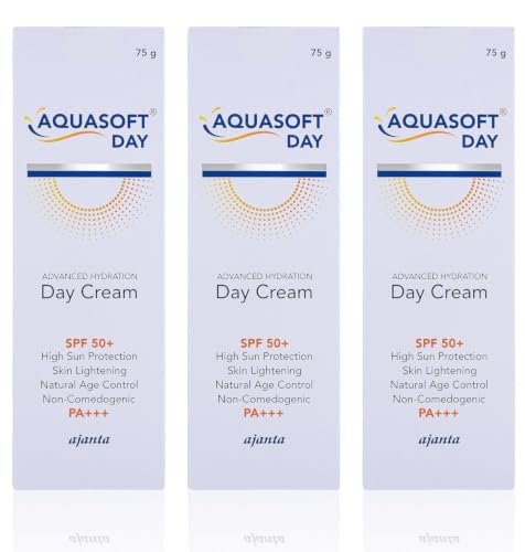 Image of Aquasoft Day Cream SPF 50+ PA+++ 75g (Pack of 3, Total 225g) | Triple Action Niacinamide Sunscreen & Moisturizer | Brightening & Deep Hydration with Sodium Hyaluronate