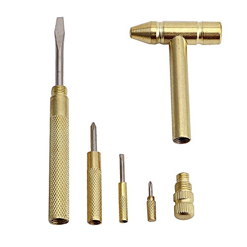 Kinobo 6 in 1 Mini Multifunction Hammer & Screwdriver Hand Tools Ideal for Watchmaker Jewelers and Eating Walnuts. (Gold) - Image 8