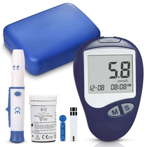 BEC Kit de test sanguin | Testeur de sang | Moniteur de sang – Dispositif de lancement | Licence Santé Canada | Fièrement canadien | Comprend un mètre, 50 bandes, un dispositif de lançage, 50