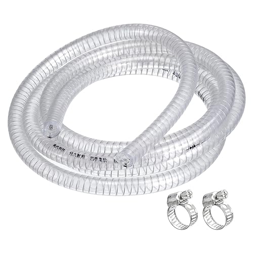 QUARKZMAN Saugschlauch 1/2 Zoll (12,7mm) Innendurchmesser 3 Meter PVC Druckschlauch mit 2 Edelstahl Schlauchschellen, Spiralschlauch Förderschlauch Verstärkt mit Stahldraht Dickes Rohr