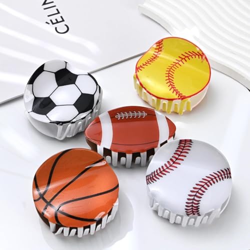 Pinza para cabello amarilla estilo béisbol para mujer miniatura 3