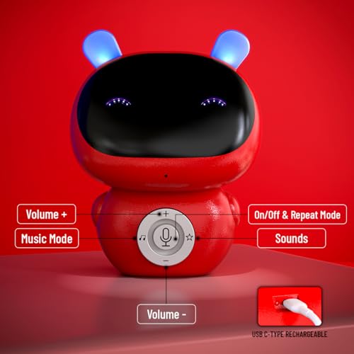 Image of Mirana Mr. Robot | Smart Interactive Talkback Toy for Kids | USB Rechargeable Type-C | in-Built Music | Best Gift for Boys & Girls 2 3 4 5 6 7 8+ Years (Red)