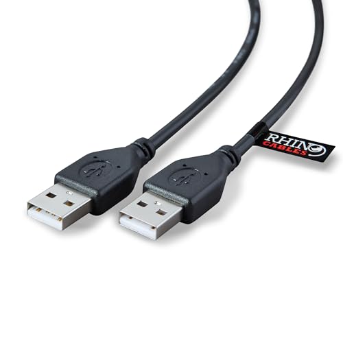 rhinocables USB 2.0 A Cable - HighSpeed Durable Male to Male USB to USB A Lead | 480 Mbps Transfer Rate, Universal Compatibility for Printers, Keyboards, Scanners, Hard Drives & More (1.5ft)