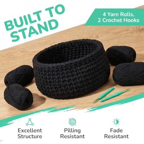 Image of Katech 400g T Shirt Yarn for Crocheting, Elastic Fabric Yarn for Bag-Black