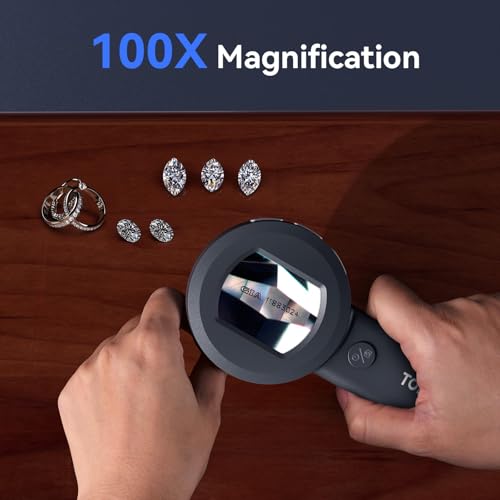 TOMLOV-P10-Microscope-for-Kids-Handheld-Coin-Magnifier-with-Light-for-Error-Coins-Portable-Trichome-Magnifying-Glass-100X-Collector-Pocket-Jewelers-Loupe-Digital-Microscope-with-2-ScreenBlack