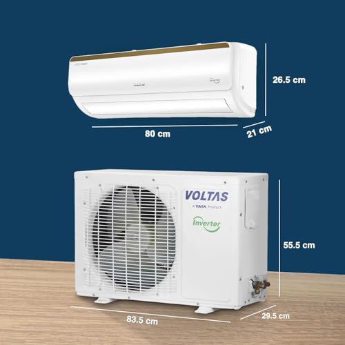 Image of Voltas 1 Ton, 5 Star Inverter Smart Air Split AC (Copper, IoT Enabled, 5-in-1 Adjustable Mode, Anti-Dust Filter, 125V Vertis Smart Elite Gold, White)