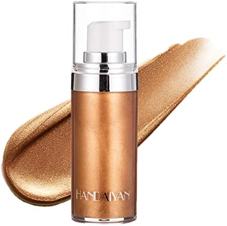 MEICOLY Face Body Luminizer,Liquid Illuminator Body Shimmer Oil,Moisturizing Bronzer Highlighter Smooth Shine Highlight Glow Makeup,Waterproof Body Shimmering Glitter,03 Bronze Gold